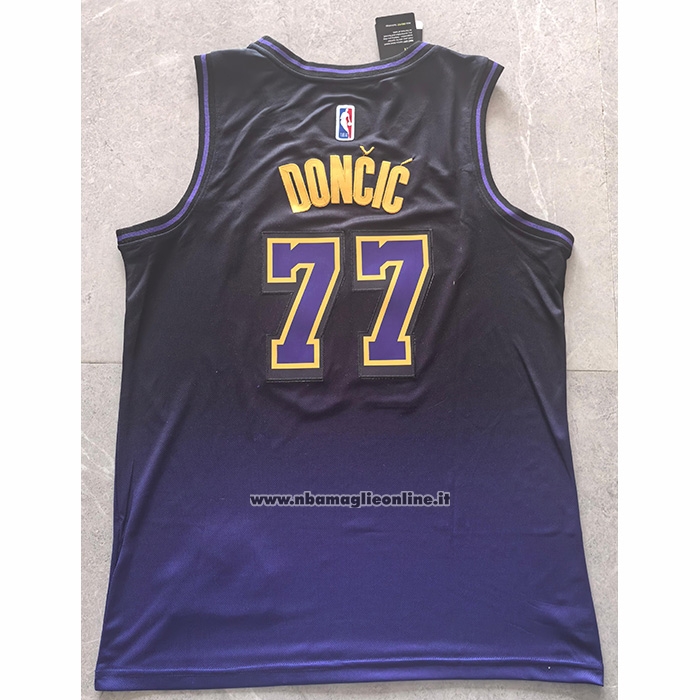 Maglia Los Angeles Lakers Luka Doncic No 77 Citta 2024-25 Viola